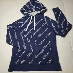 Champion Dark Blue All-Over Logo Men's‎ Hoodie